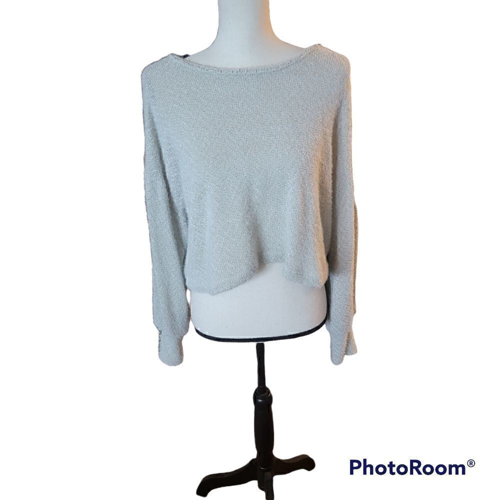 Project Social T Cropped Sweater with Balloon Sleeves. NWT. Size M.